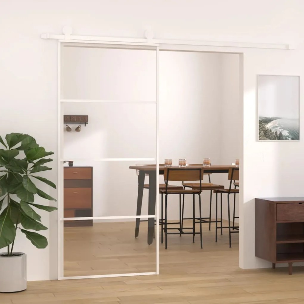 151660 vidaXL Porta deslizante em vidro ESG e alumínio 90x205 cm branco