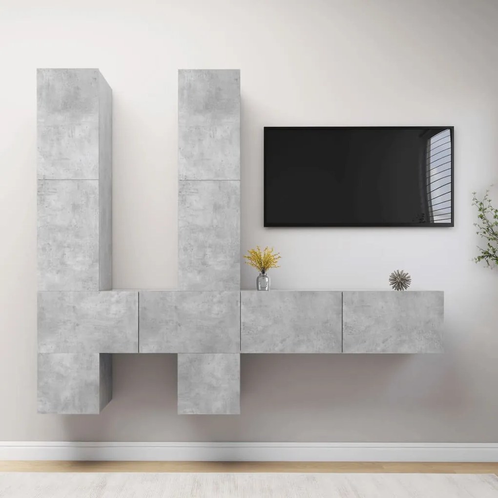 vidaXL Móvel p/ TV de parede madeira processada cinza cimento