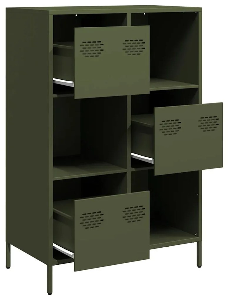 Móvel alto 68x39x103,5 cm aço verde azeitona