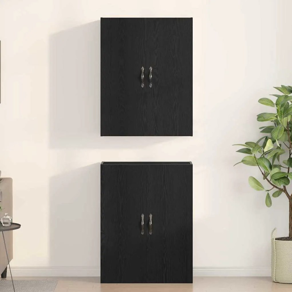 Armários 2 pcs de Carvalho Preto 69,5x34x180 cm em Madeira
