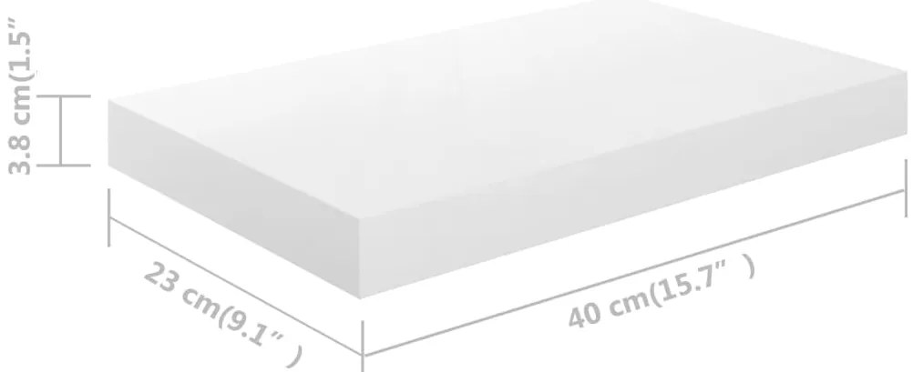 Prateleiras de parede suspensas 4 pcs 40x23x3,8cm MDF branco