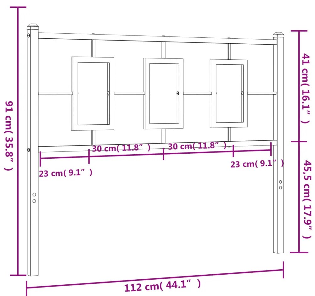 Cabeceira de cama 107 cm metal branco