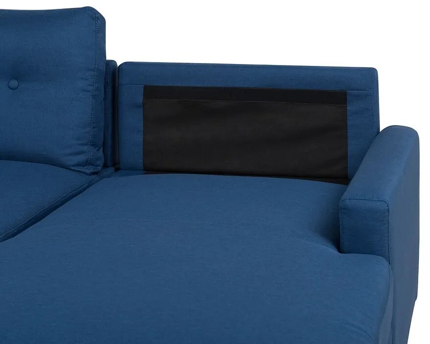 Sofá-cama de canto à esquerda com 4 lugares e arrumação em tecido azul marinho FLAKK Beliani