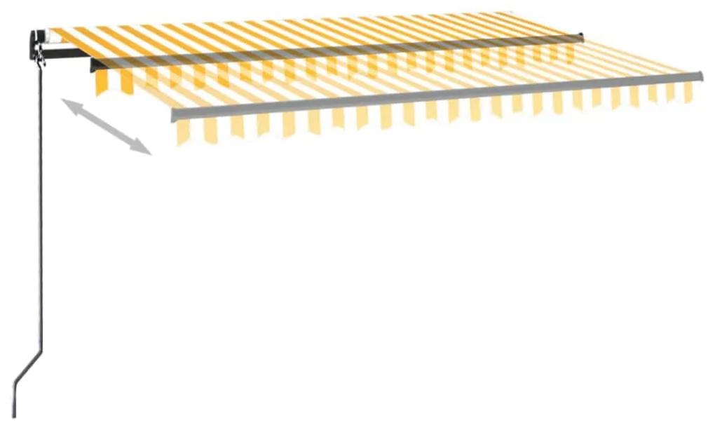 Toldo retrátil manual com LED 400x350 cm amarelo e branco