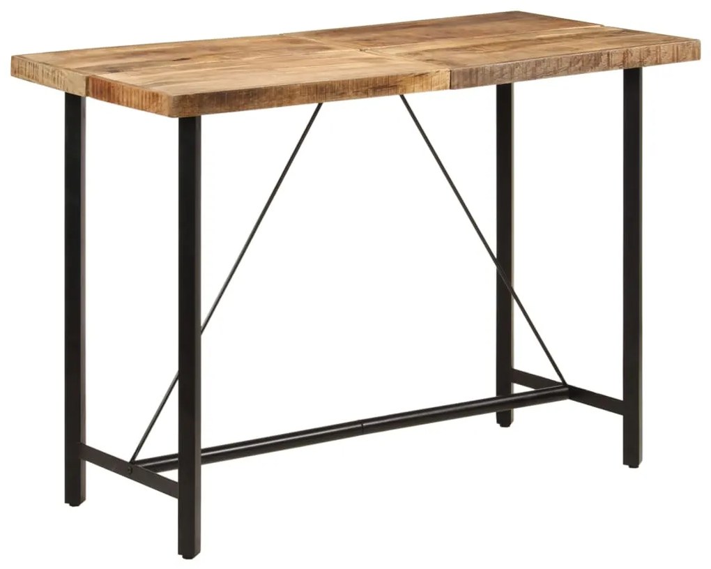 vidaXL Mesa de bar 150x70x107 cm madeira de mangueira maciça e ferro
