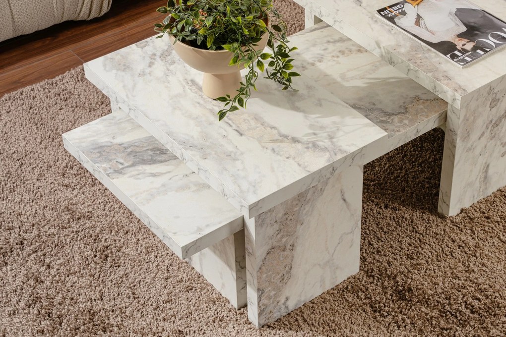 Mesa de Café Sanctuary - Mármore Freesia - 110x39,3x45 cm