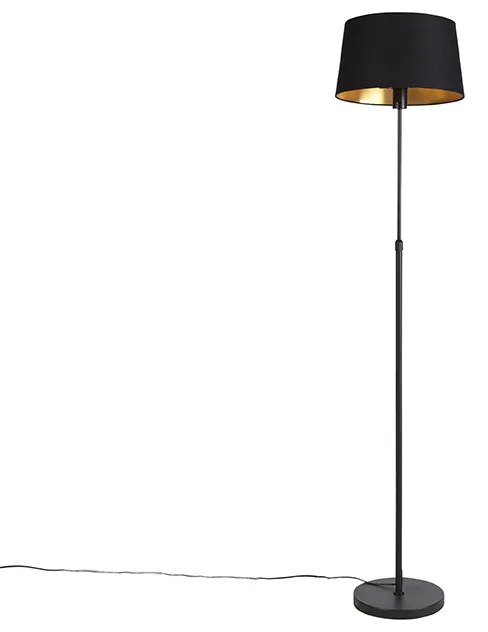 Candeeiro de pé preto com cúpula preta 35 cm ajustável - Parte Clássico / Antigo
