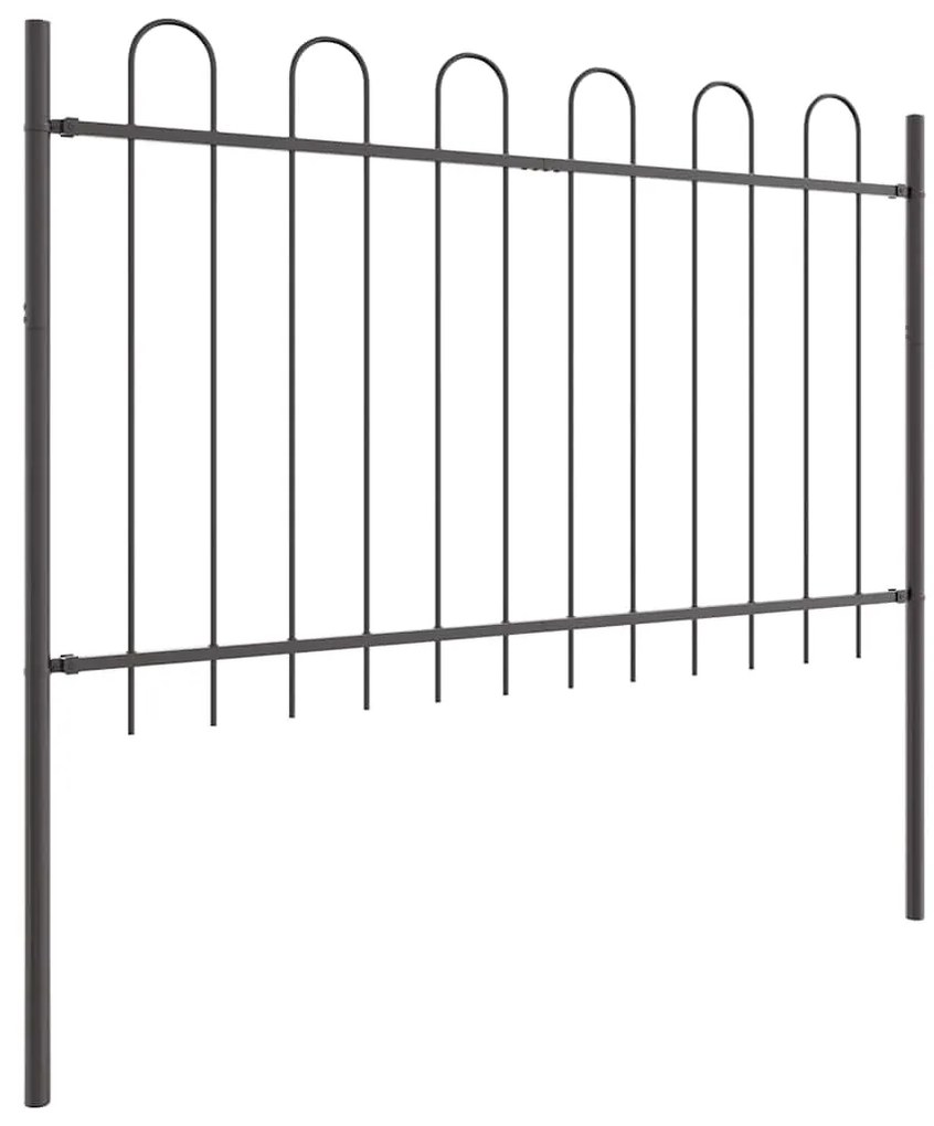 Cerca de Jardim com Topo de Arco Cinza 13,6x1,2 m em Aço
