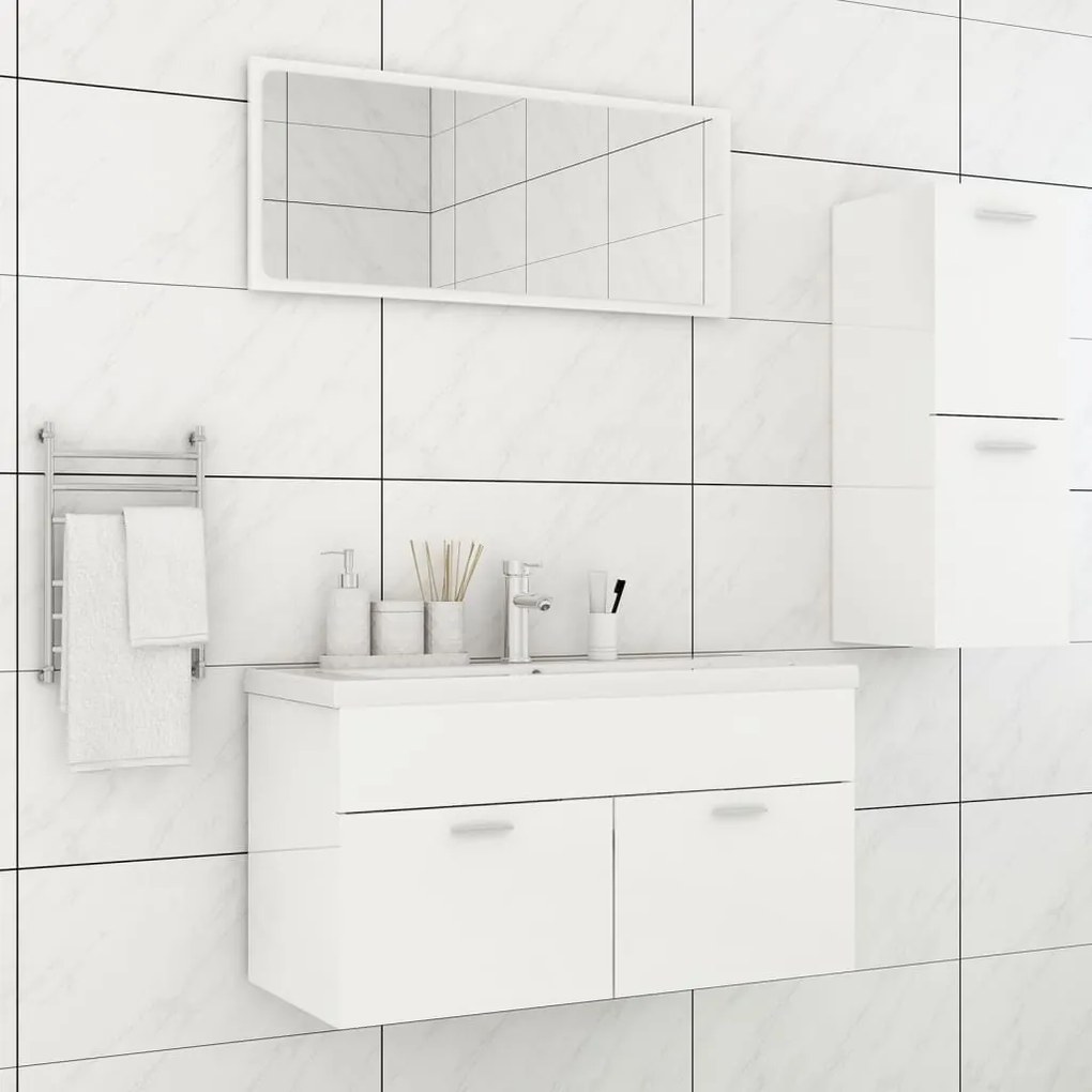 vidaXL Conj. móveis casa de banho derivados madeira branco brilhante