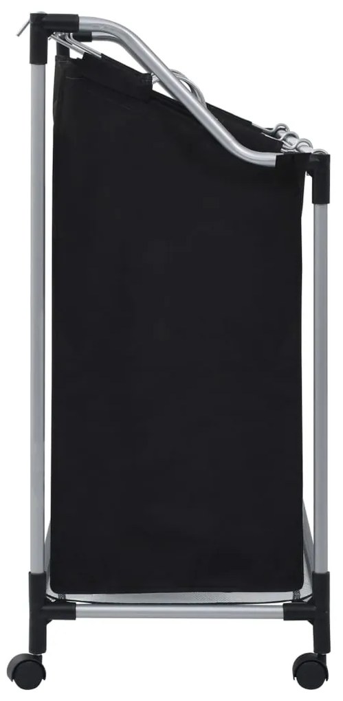 Separador de roupa suja com 3 sacos aço preto