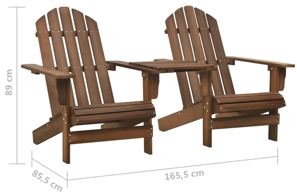 Cadeiras jardim Adirondack + mesa centro madeira abeto castanho