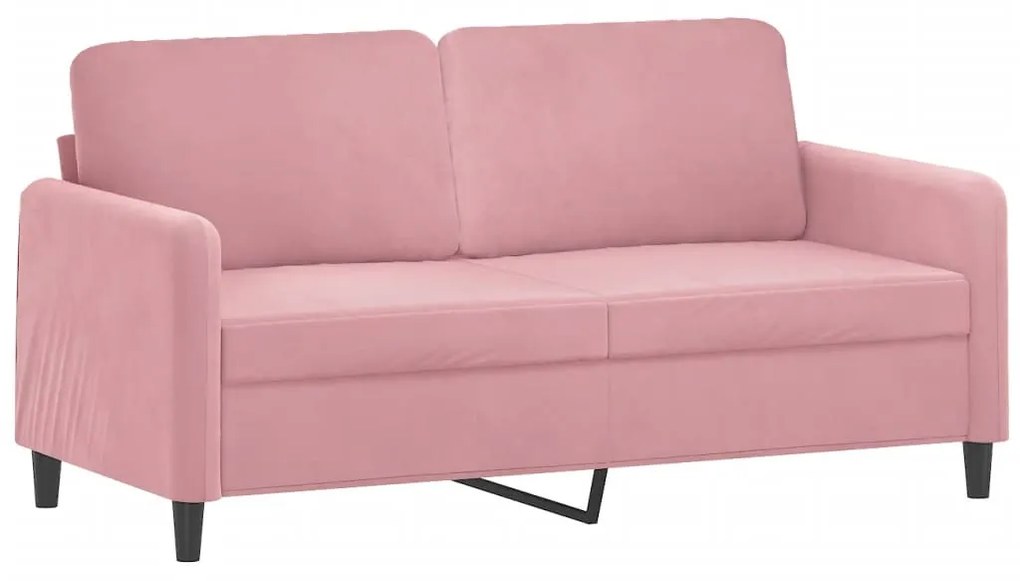 Sofá 2 lugares c/ almofadas decorativas 140 cm veludo rosa