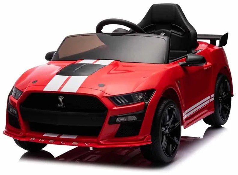 Carro elétrico infantil Ford Mustang GT500, 12V, módulo de música, banco de couro, pneus de borracha Vermelho