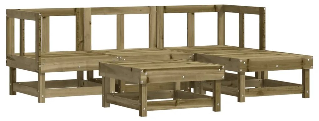 5 pcs conjunto lounge de jardim c/ almofadões pinho impregnado