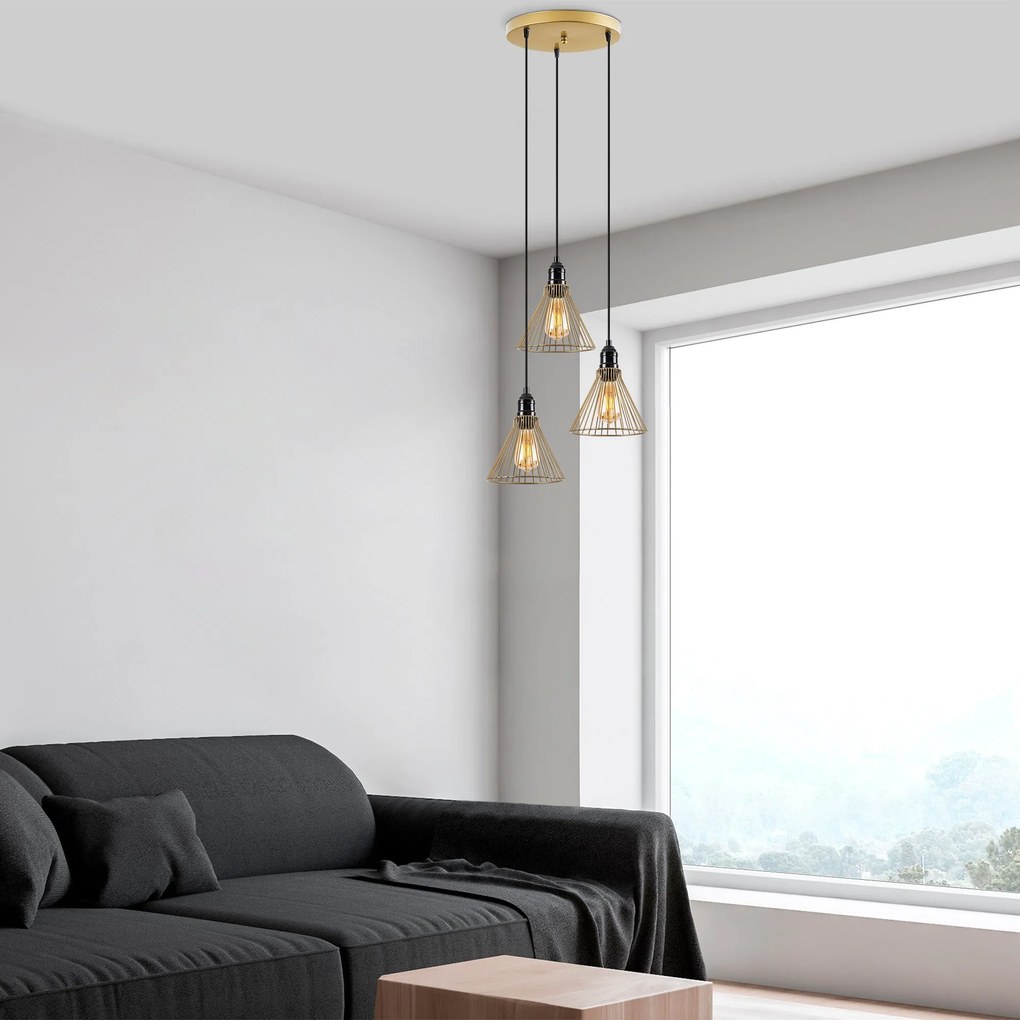Chandelier Rozye – Dourado Brilhante – 41 x 41 x 124 cm