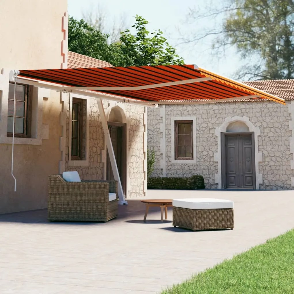 vidaXL Toldo automático independente 500x300 cm laranja e castanho