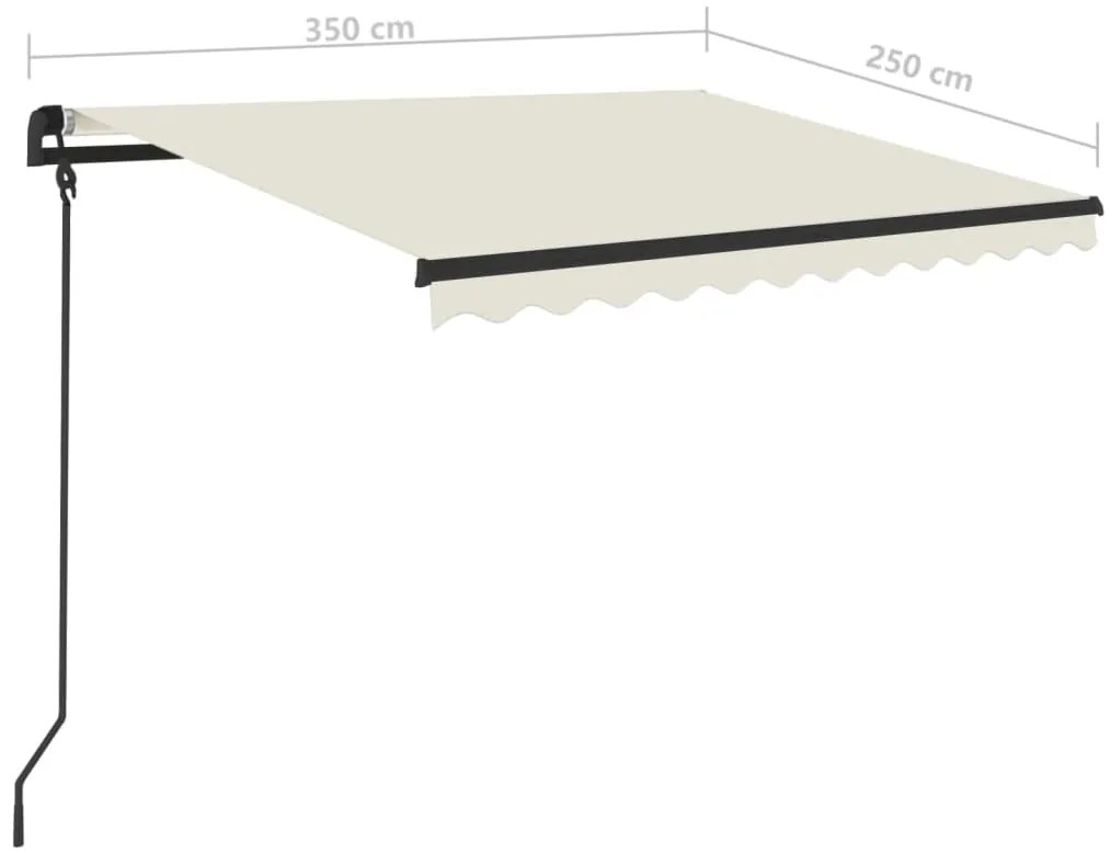 Toldo retrátil manual com postes 3,5x2,5 m cor creme