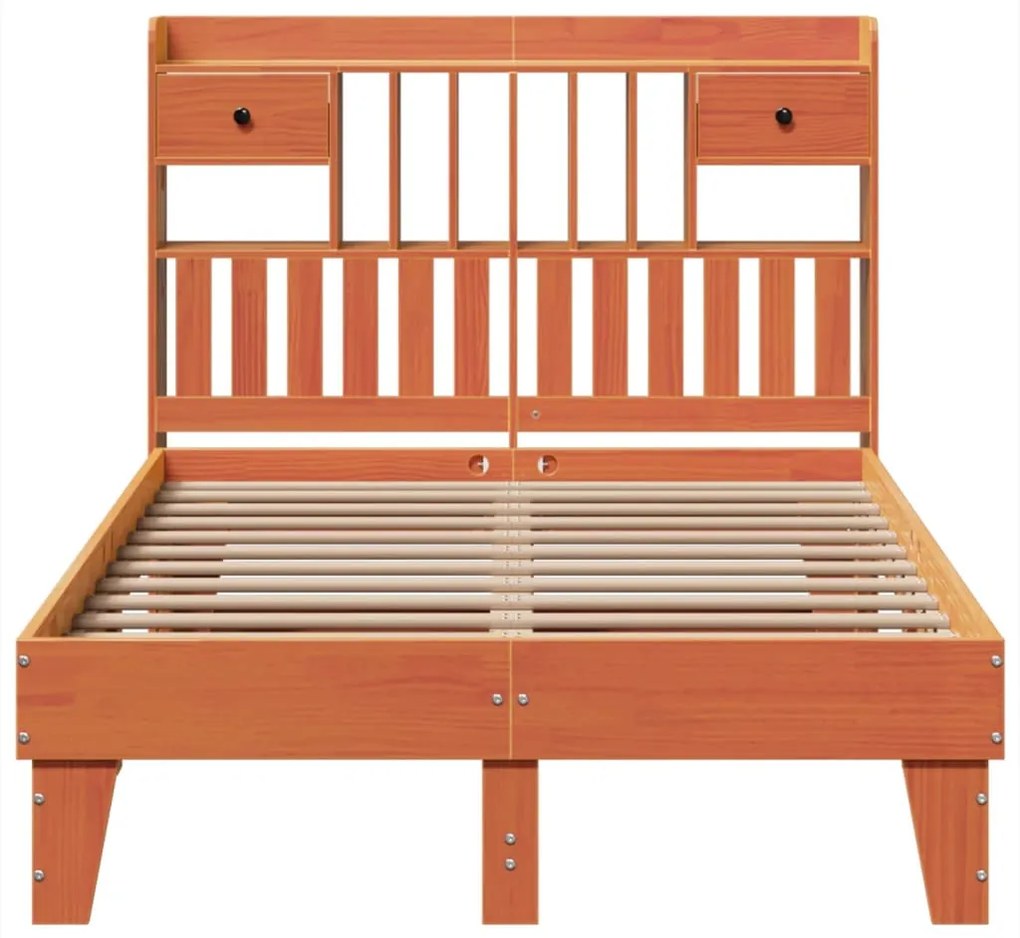 Cama sem colchão 120x200 cm madeira pinho maciça castanho-mel