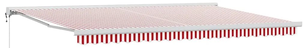Toldo Retrátil Automático Listrado Vermelho e Branco 500 x 300 cm