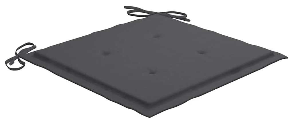 Cadeiras de jardim c/ almofadões antracite 6 pcs teca maciça
