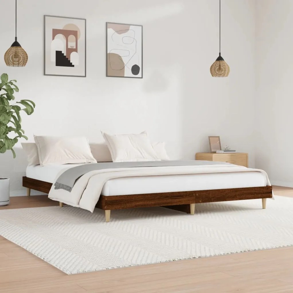 Estrutura cama sem colchão 200x200 cm carvalho castanho