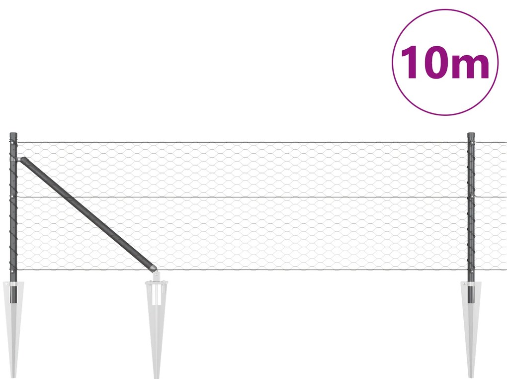 Cerca Hexagonal vidaXL Cinza 0,6x10 m Aço