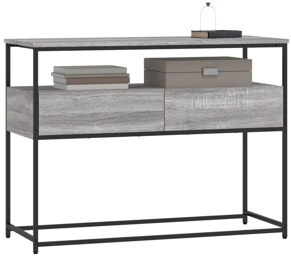 Mesa consola 100x40x75 cm derivados de madeira cinzento sonoma