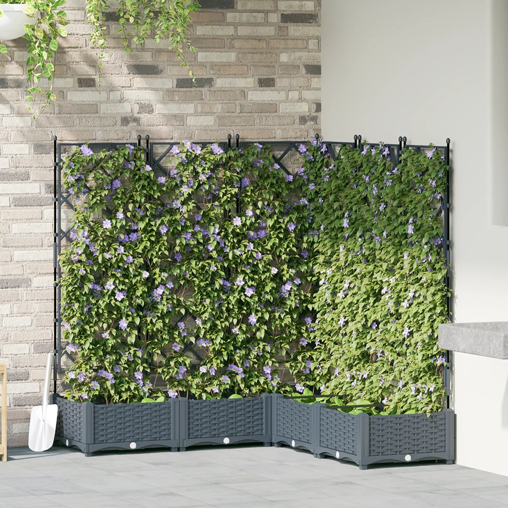 vidaXL Jardineira com treliça 5 pcs Cinzento-claro 120x120x125,5 cm