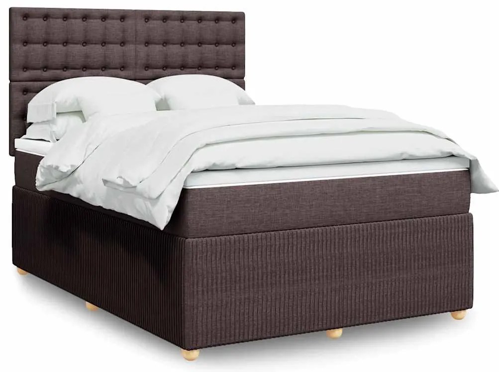 Cama com molas/colchão 140x200 cm tecido castanho-escuro