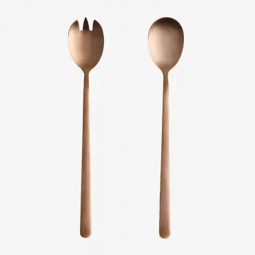 Conjunto De 2 Talheres Para Salada Em Aço Inoxidável Sornia Ouro Rousa - Sklum