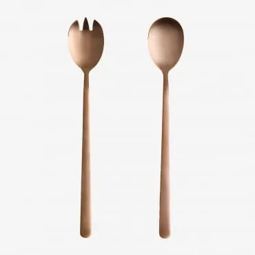 Talheres De Salada Em Aço Inoxidável De 2 Peças Sornia Amarelho Ouro Rousa - Sklum