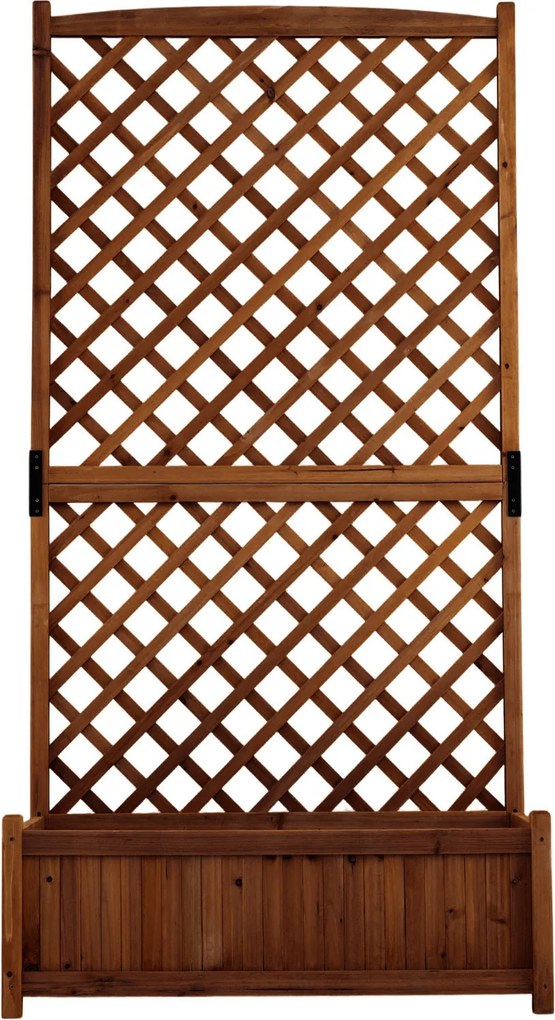 Floreira com treliça em madeira maciça de abeto 90 x 44,5 x 180,5 cm, com celosía e orifícios de drenagem para plantas trepadeiras – Jardim, Pátio, Va