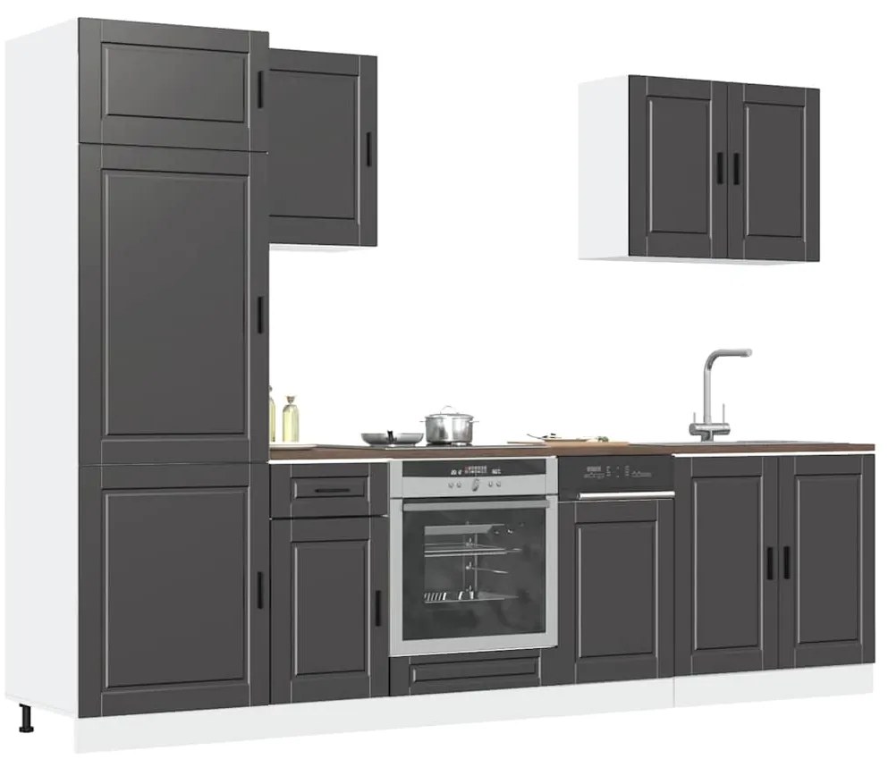 vidaXL 7 peças armário de cozinha conjunto Kalmar preto
