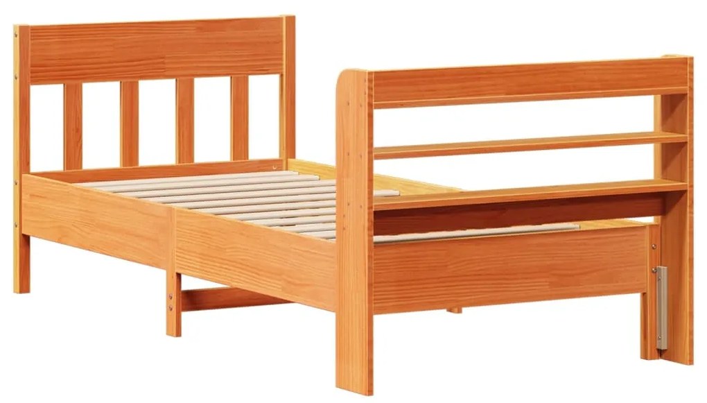 Cama sem colchão 75x190 cm madeira de pinho maciça castanho-mel