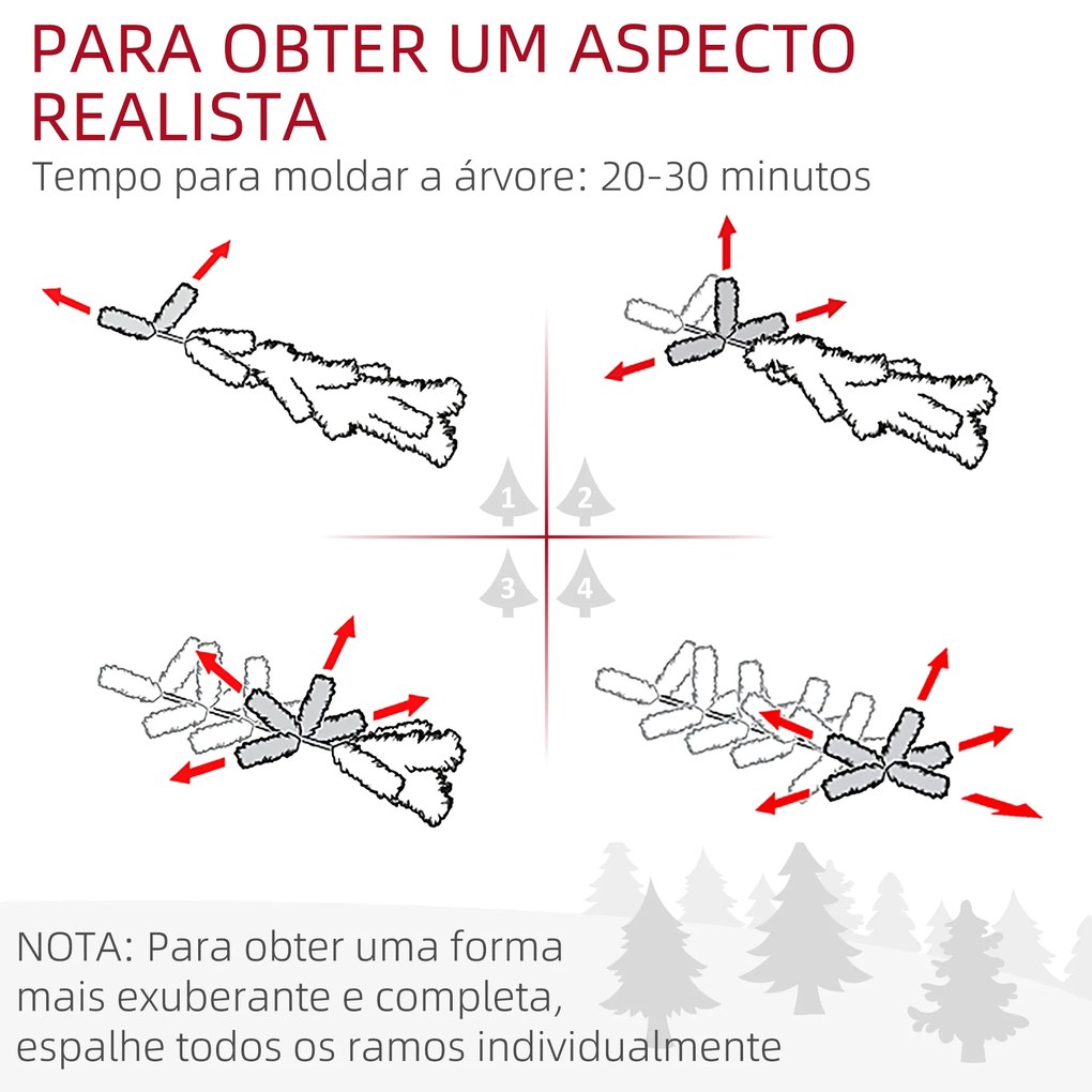 Árvore de Natal 180 cm Árvore de Natal Artificial com 618 Ramos e Supo