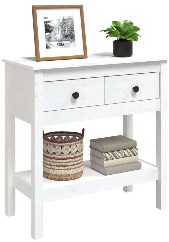 Mesa consola 75x35x75 cm pinho maciço branco