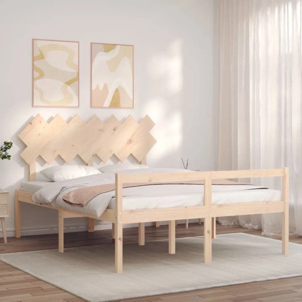Cama para idosos com cabeceira 140x190 cm madeira maciça