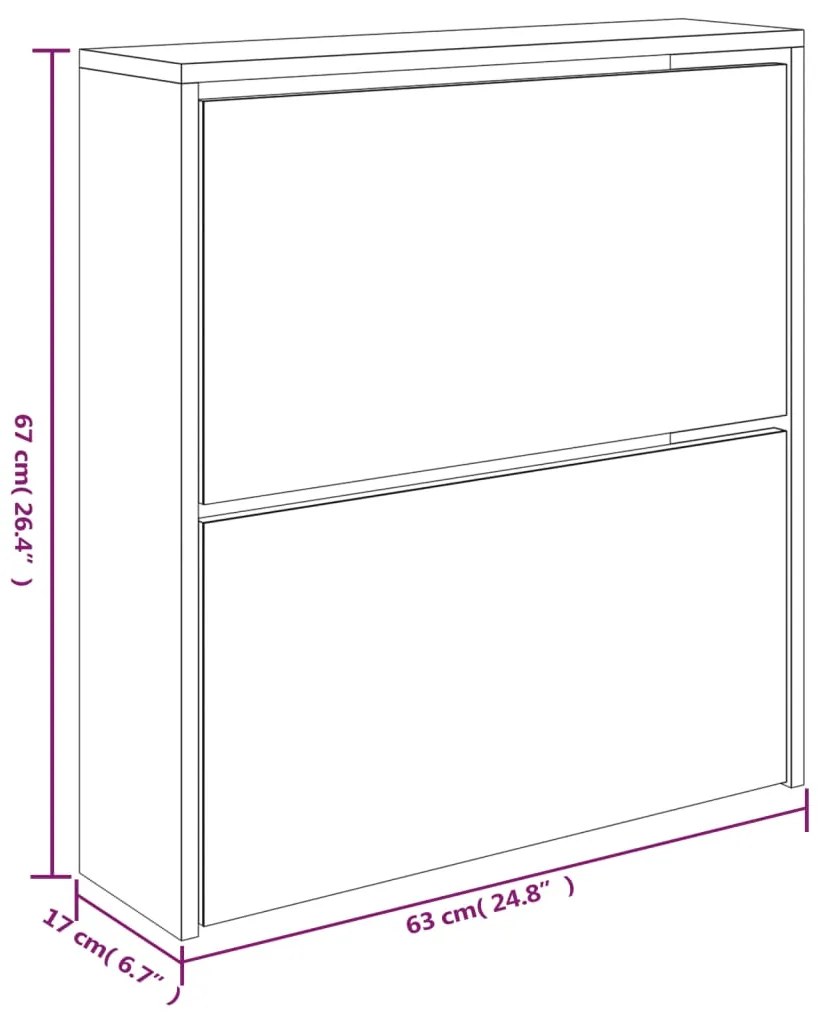 Sapateira com espelho 2 divisórias 63x17x67 cm cinza sonoma