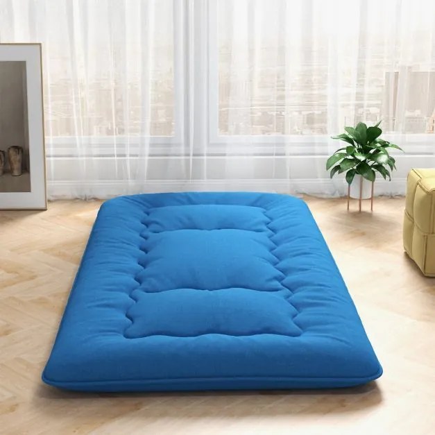 Colchão de chão enrolável Tatami Mat com capa lavável Tapete portátil com saco de transporte 200 x 90 x 10 cm Azul