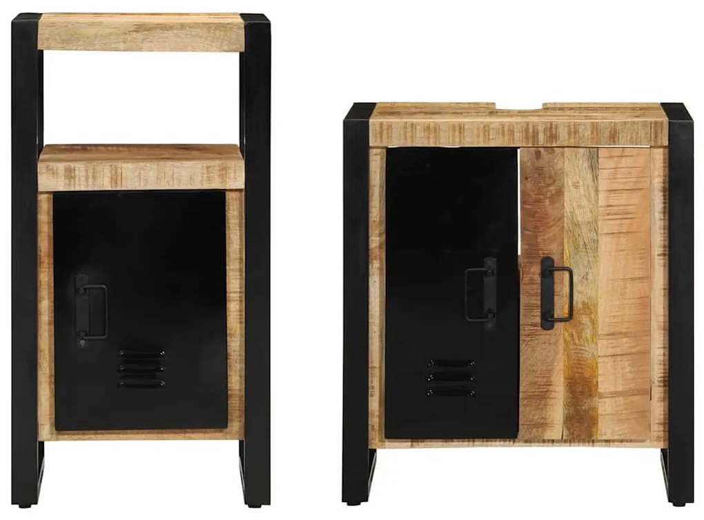 Conjunto de Móveis para Banheiro 2 pcs Madeira de manga rústica