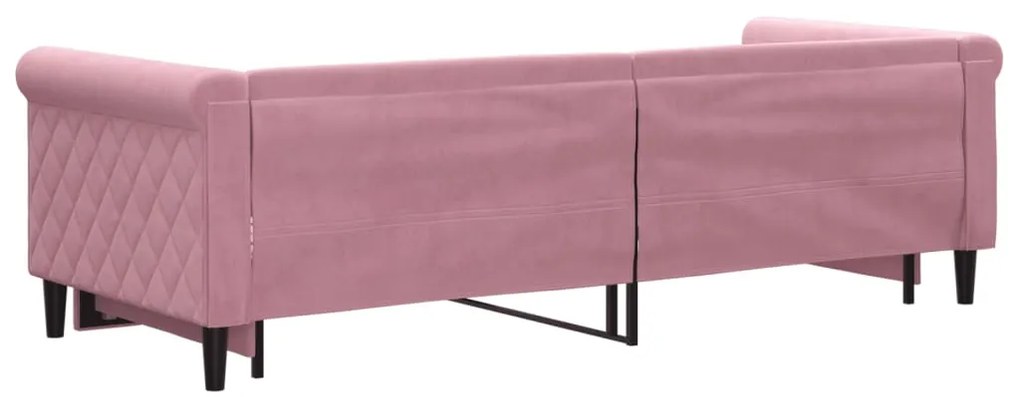 Sofá-cama com gavetão 80x200 cm veludo rosa