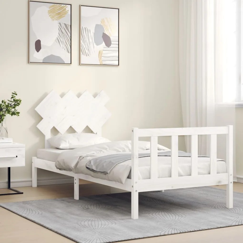 Cama sem colchão 90x200 cm madeira de pinho maciça branco