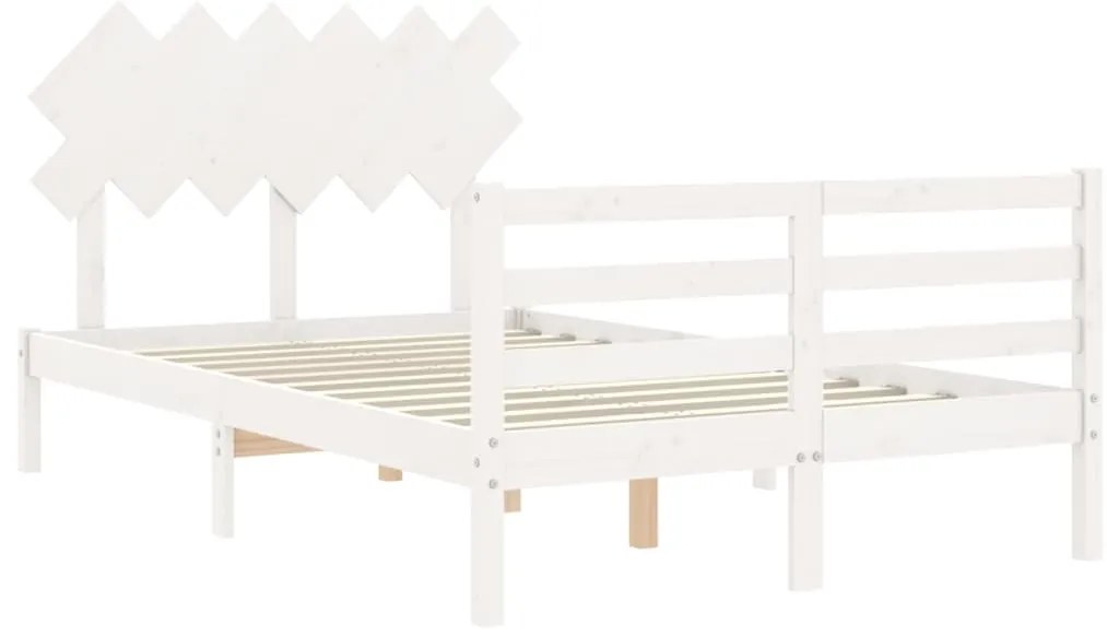 Estrutura de cama de casal c/ cabeceira madeira maciça branco
