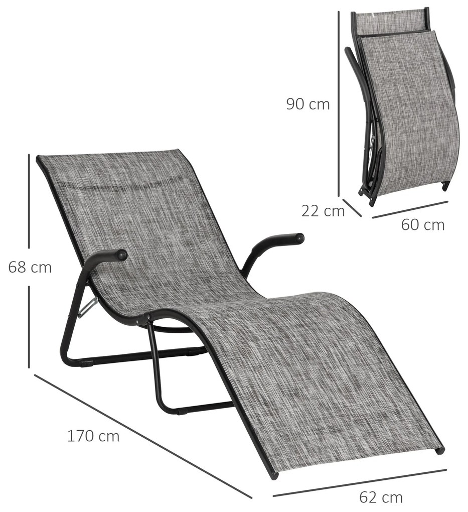 Outsunny Conjunto de 2 Espreguiçadeiras Dobráveis Espreguiçadeiras de