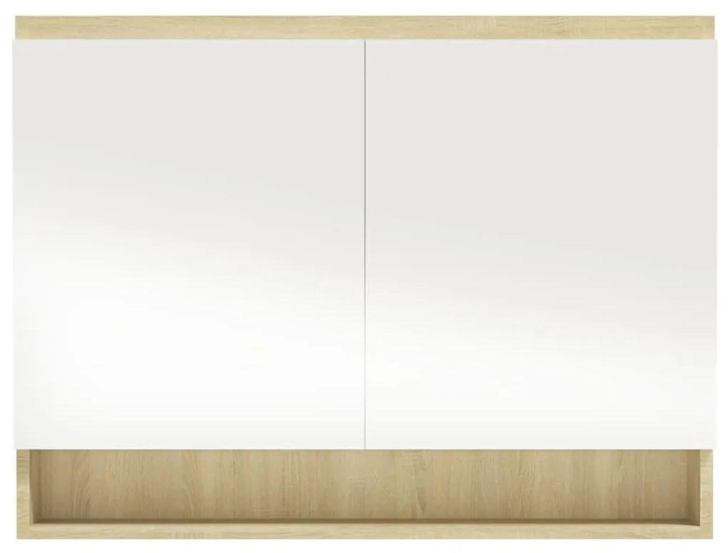 Armário espelhado p/ casa banho 80x15x60 cm MDF branco/carvalho