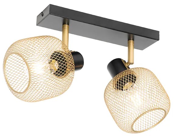 Foco industrial preto 2 luzes douradas - BLISS MESH Industrial