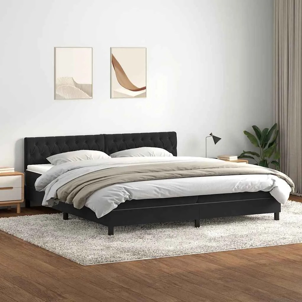 vidaXL Cama com molas/colchão 180x220 cm veludo preto