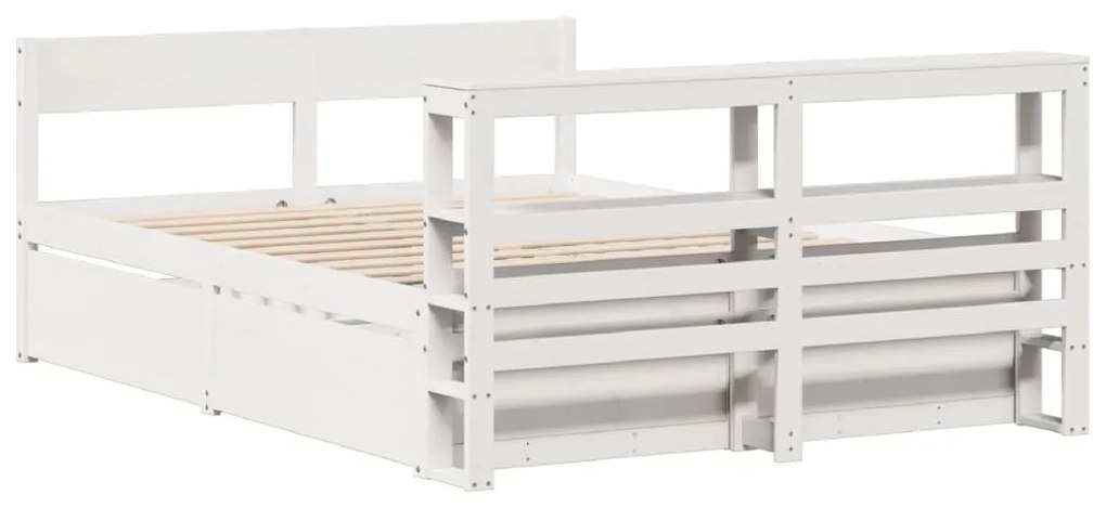 Cama sem colchão 135x190 cm madeira de pinho maciça branco