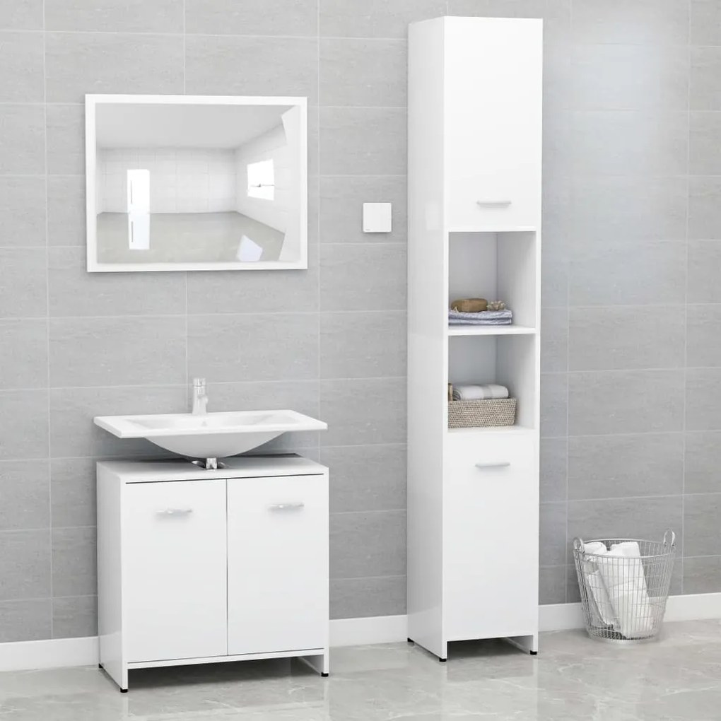vidaXL 3 pcs conjunto de móveis de casa de banho contraplacado branco