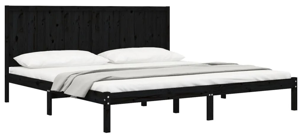 Estrutura de cama 200x200 cm pinho maciço preto